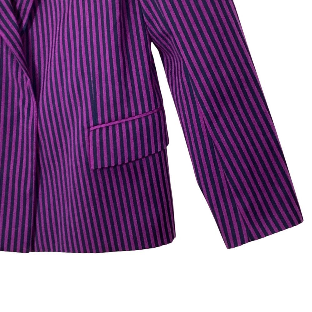 Maison Rabih Kayrouz Striped Blazer Jacket Purple Navy Tailored Minimalist 38 - Picture 6 of 12